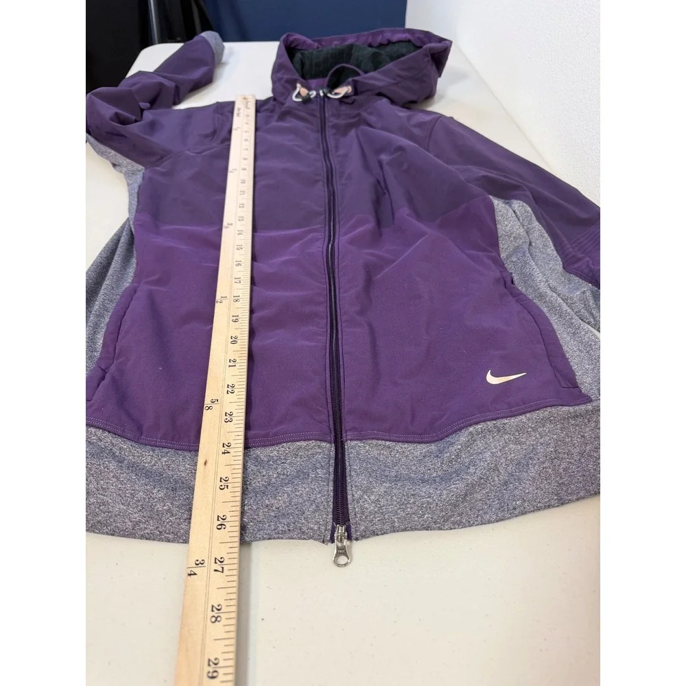 Nike Running‎ Jacket Womens Large Purple Dri-FIT Thermal Full Zip Hoodie 520332